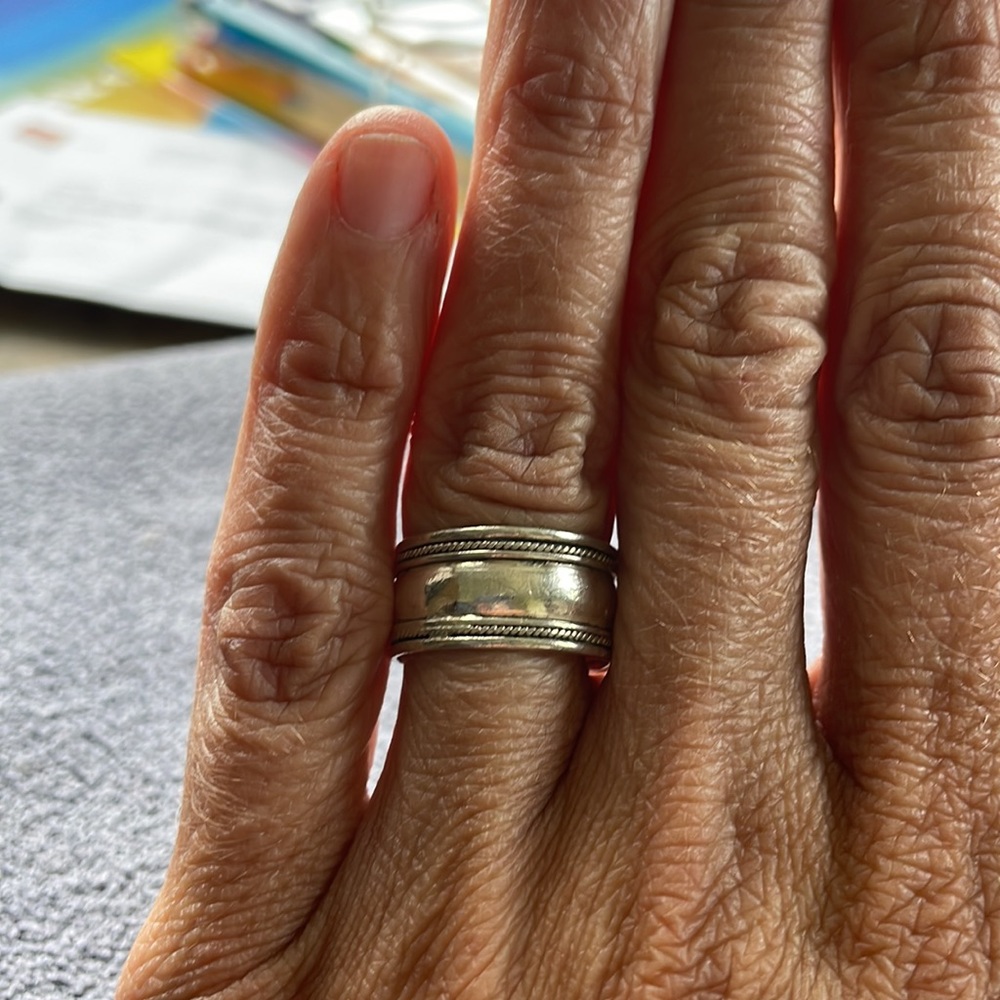 Wide sterling silver band